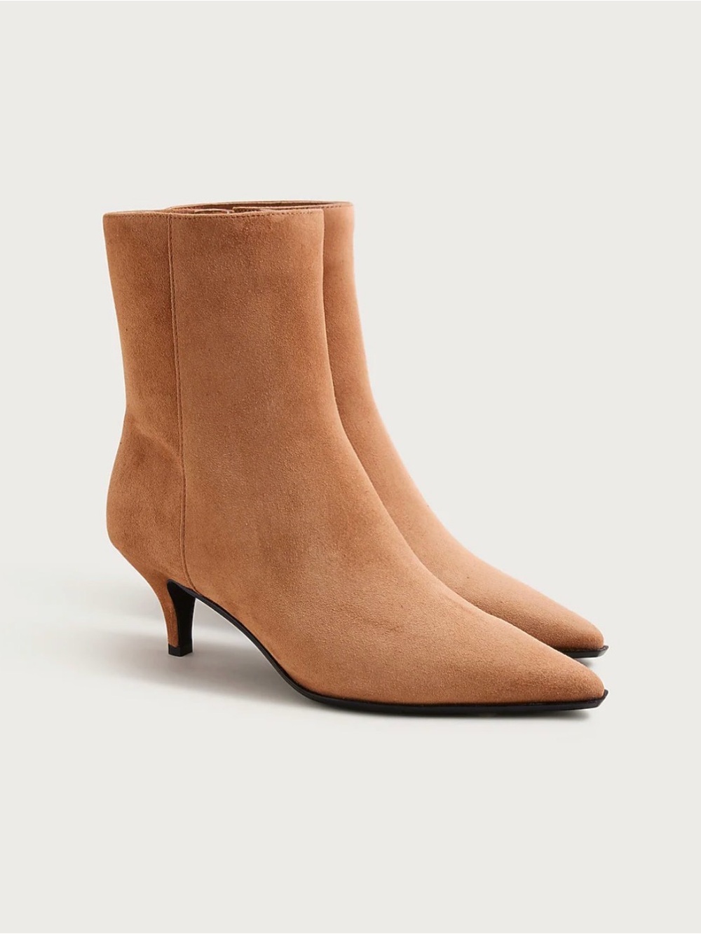 J. Crew Women's Tan Suede Pointed-Toe Kitten Heel Ankle Boots